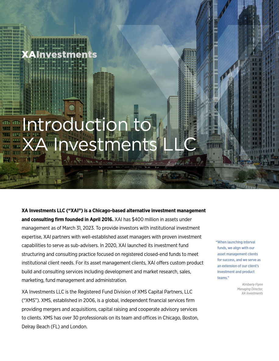 Firm Brochure <br>Introduction to XA Investments LLC</br>